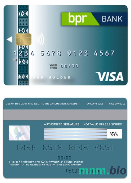 Rwanda BPR Bank visa klasyczny credit karta przykład w formacie PSD